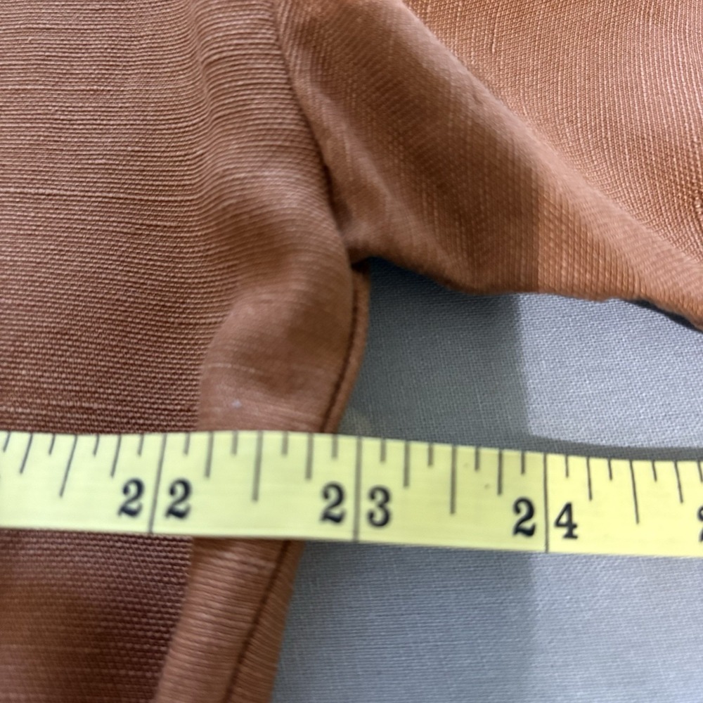 Eileen Fisher Organic Linen Lyocell Cropped Wide Leg Jumpsuit L Rust Brown Boho - Picture 10 of 16